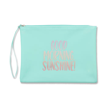 Pochette da mare turchese con stampa "Good morning sunshine" Lora Ferres, Borse e accessori Donna, SKU b516000152, Immagine 0